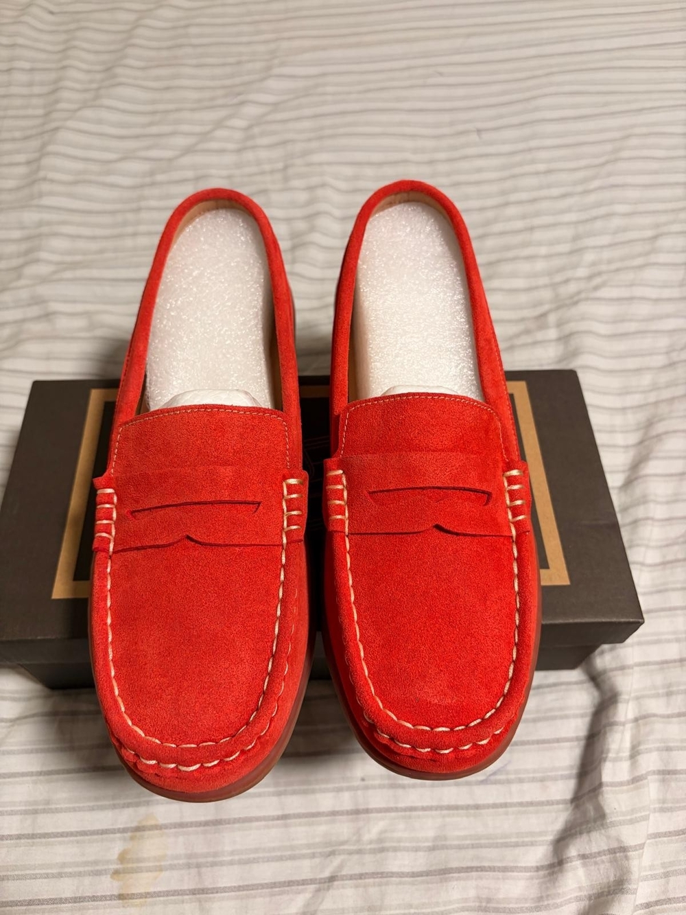 Men's Red Suede Slip-On Loafers